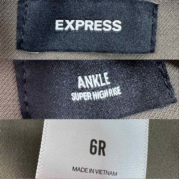 Express Super High Rise Pleated Ankle Cargo Utility Pants Olive Khaki Green 6 - Picture 14 of 16